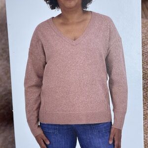 Lucky Brand Women's L V-Neck Sweater Cognac a2197